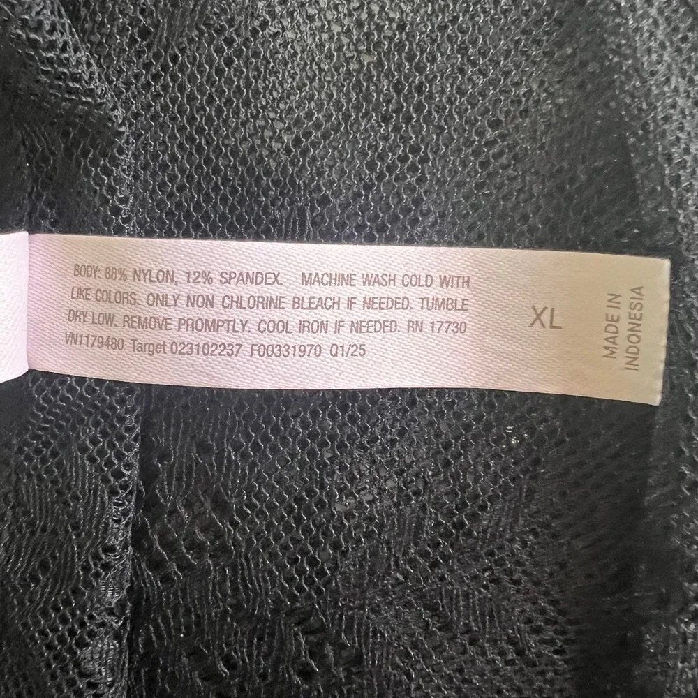 Auden Intimates Black Floral Lace Sheer Maxi Skirt Womens XL New NWT